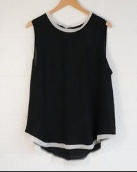 Who What Wear Womens Sleeveless Layered Blouse Black White Medium Keyhole Back
