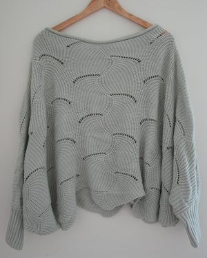 Sweater Women Medium Grey Boat Neck Long Sleeve