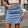 Asymmetrical Denim Mini Skirt (In-Store)