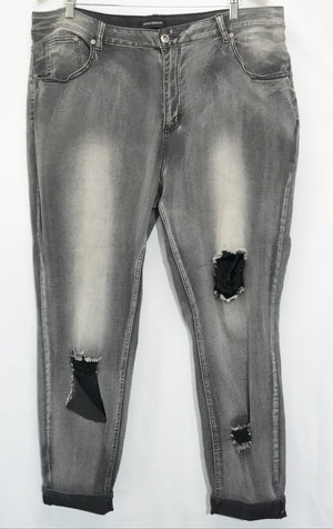 Ashley Stewart Jeans Women Size Twenty Two Gray Distressed Skinny Denim Pants
