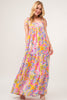 And The Why Full Size Printed Tie Shoulder Tiered Maxi Dress