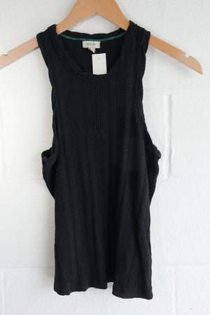 Pilcro Tank Top Women Medium Black Ribbed Knit Racerback Sleeveless Crew Neck