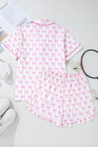 Short Sleeve and Ruffled Shorts Pajama Set