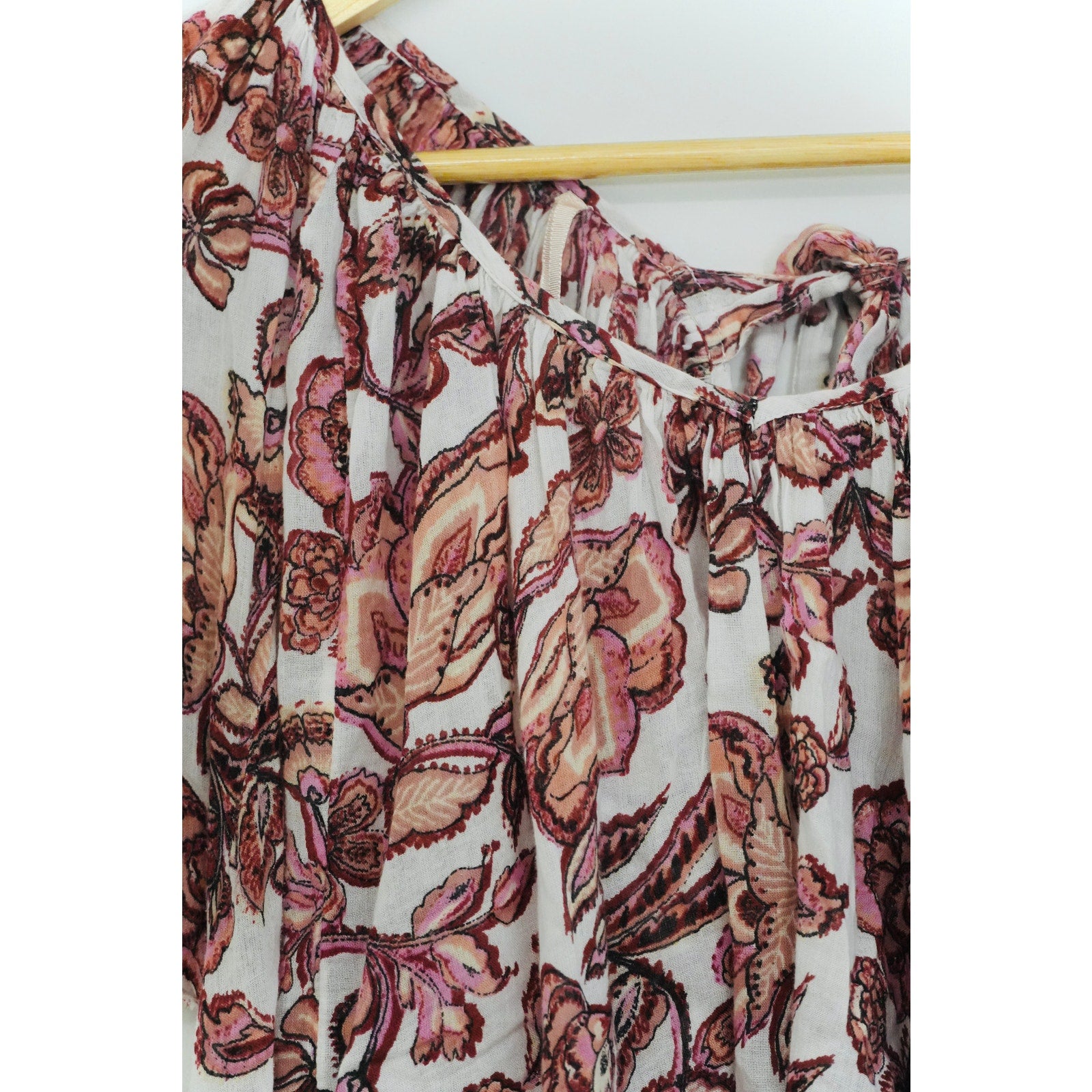 Free People Purple Floral Smocked Top Size Medium