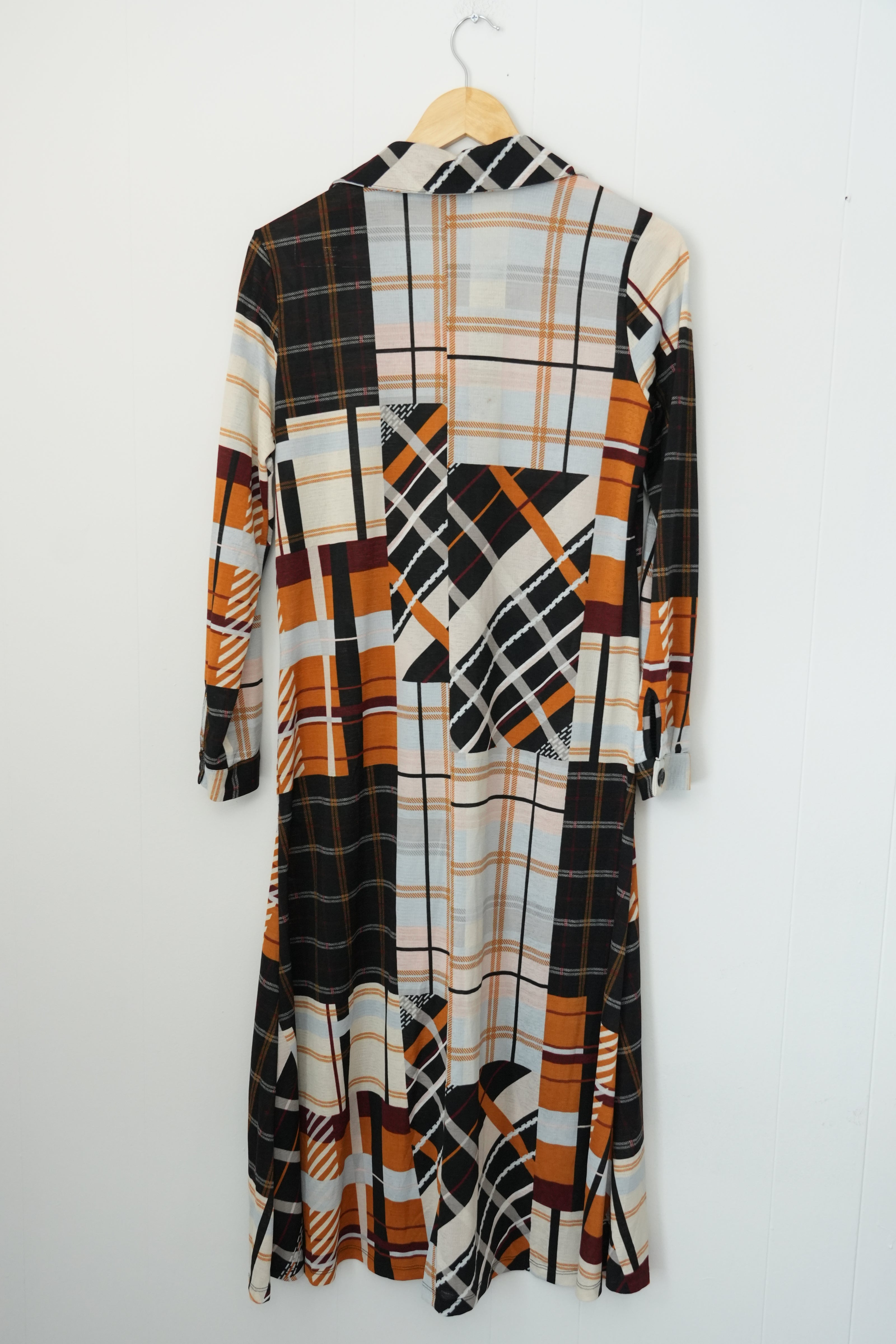 Attitudes by Renee Shirt Dress Women Extra Small Petite Orange Patchwork Plaid