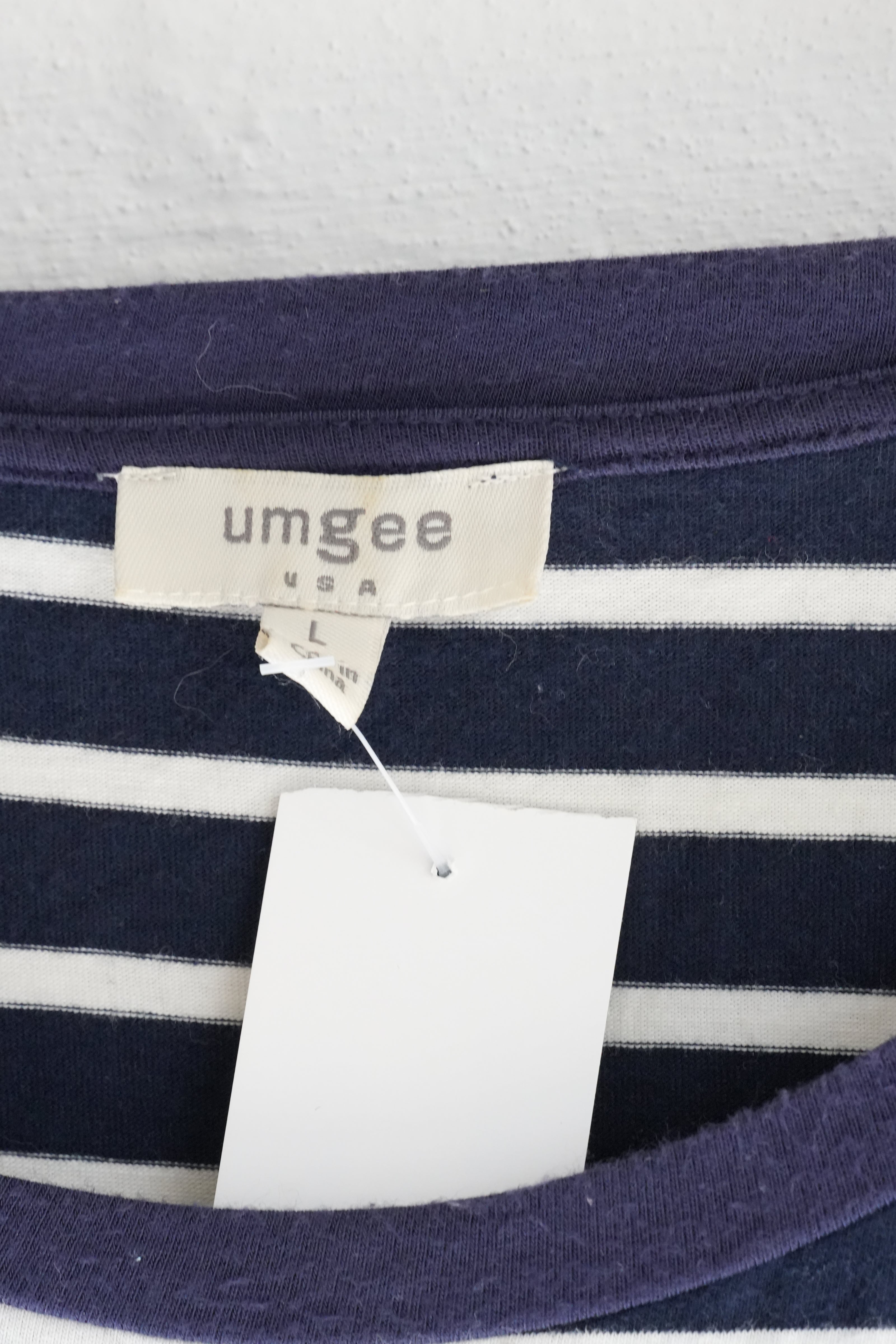 Umgee USA Womens Large Navy Blue White Striped Raglan Short Sleeve T-Shirt Dress