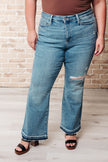 Judy Blue - Isla Mid Rise Distressed Released Hem Bootcut Jeans