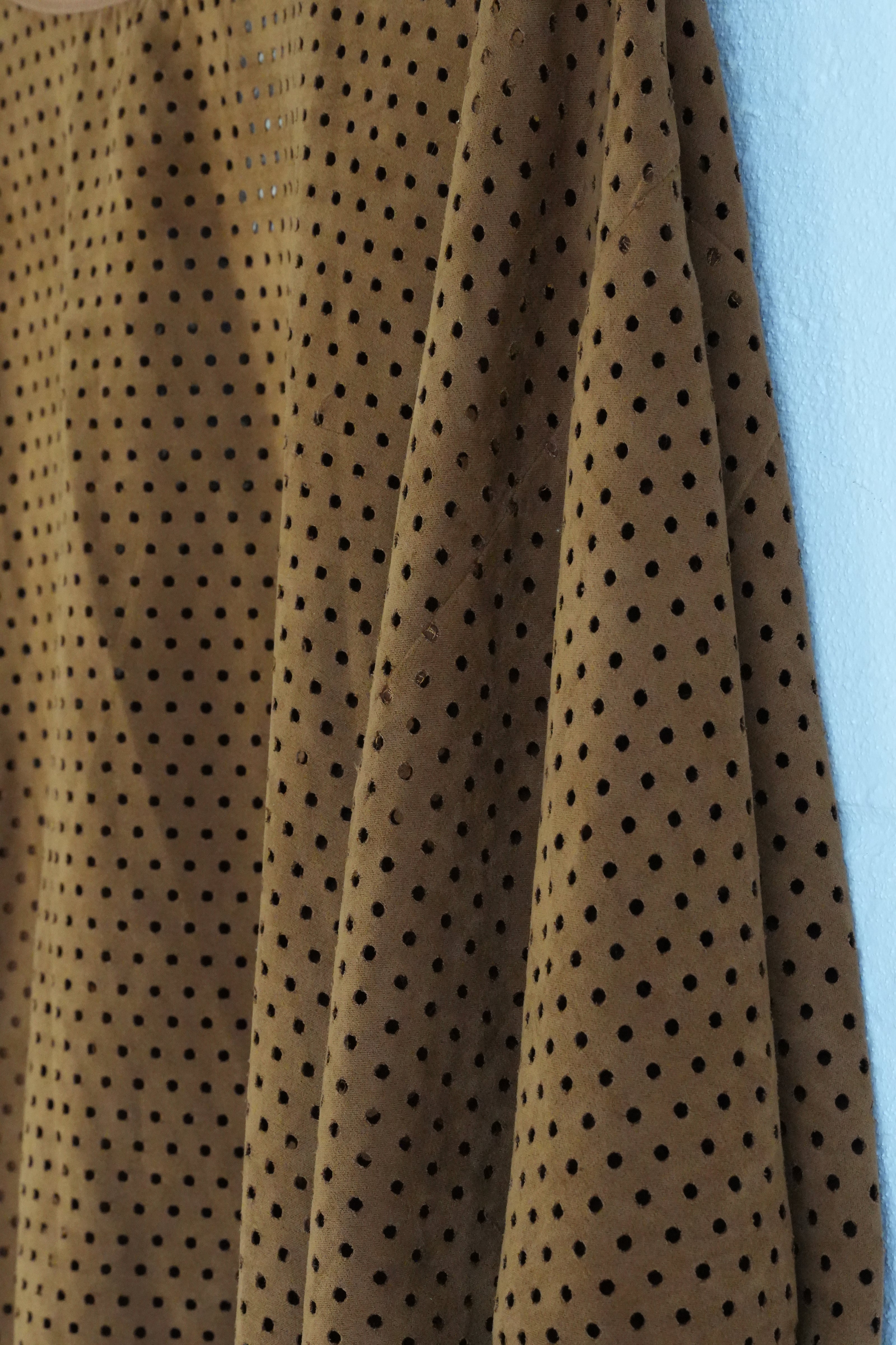 Understar Laser Cut Poncho Top Women Medium Brown Dolman Sleeve Tie Hem