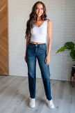 Judy Blue Muriel Mid Rise Control Top Classic Straight Jeans