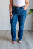 Judy Blue - Campbell High Rise Center Seam Detail Straight Jeans