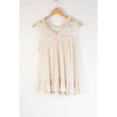 Anthropologie Lace Ruffle Hem Tank Top Women Medium Cream Boho Sleeveless