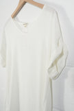 Zenana Outfitters Blouse Women Large White V-Neck Short Sleeve Rolled Cuff Top