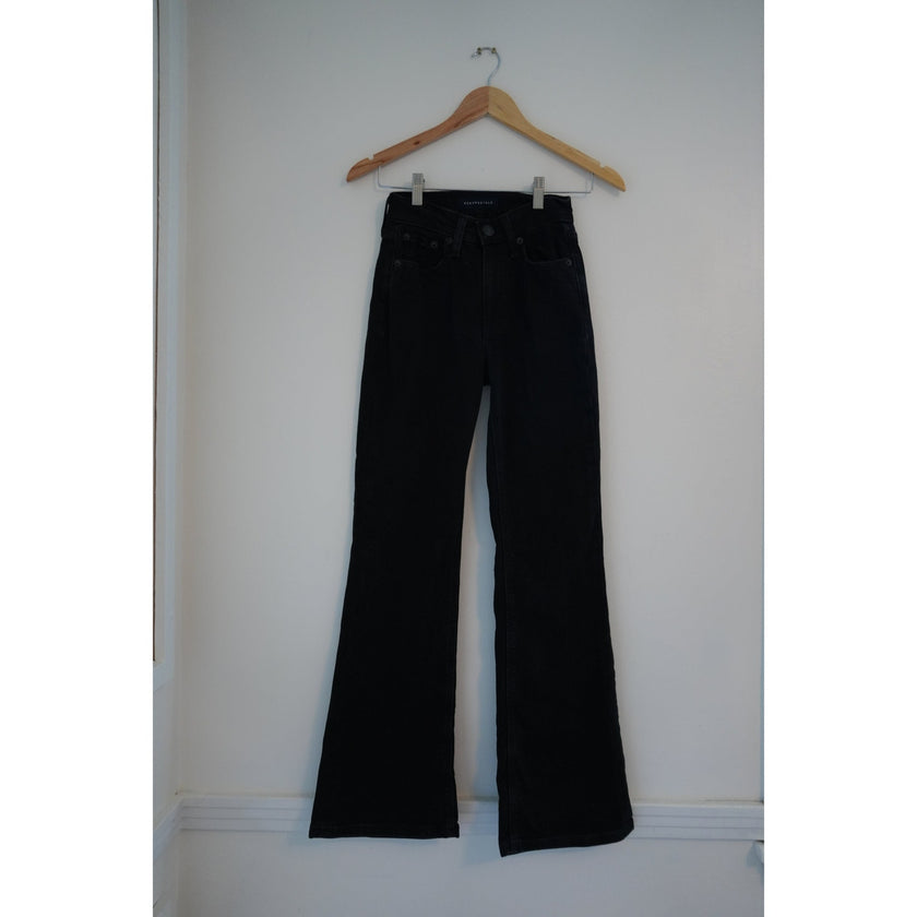 Aeropostale High Rise Flare Black Denim Jeans Size 000