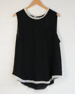 Who What Wear Womens Sleeveless Layered Blouse Black White Medium Keyhole Back