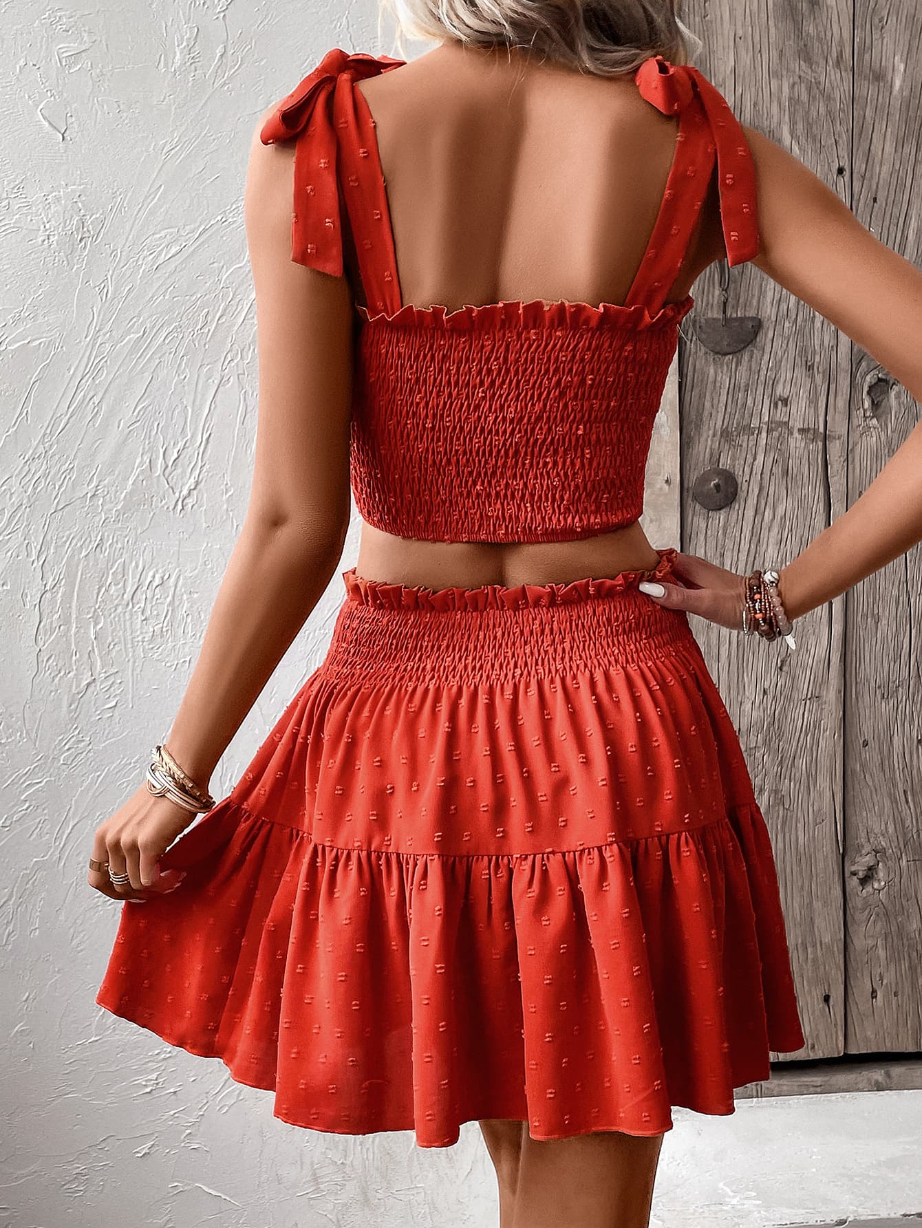 Orange Red Smocked Skirt (In-Store)