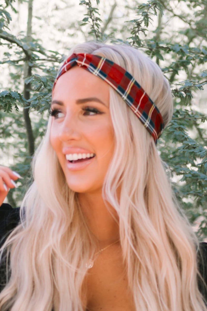 The Press Red Plaid Turban Headband