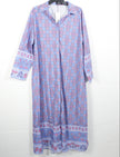 SHEIN X Maxi Dress Women Large Purple Pink Floral Medallion Long Sleeve Collared