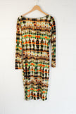 Sexy Diva Bodycon Dress Women 1XL Multicolor Tie Dye Long Sleeve Scoop Neck