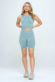 Mineral wash seamless biker shorts set