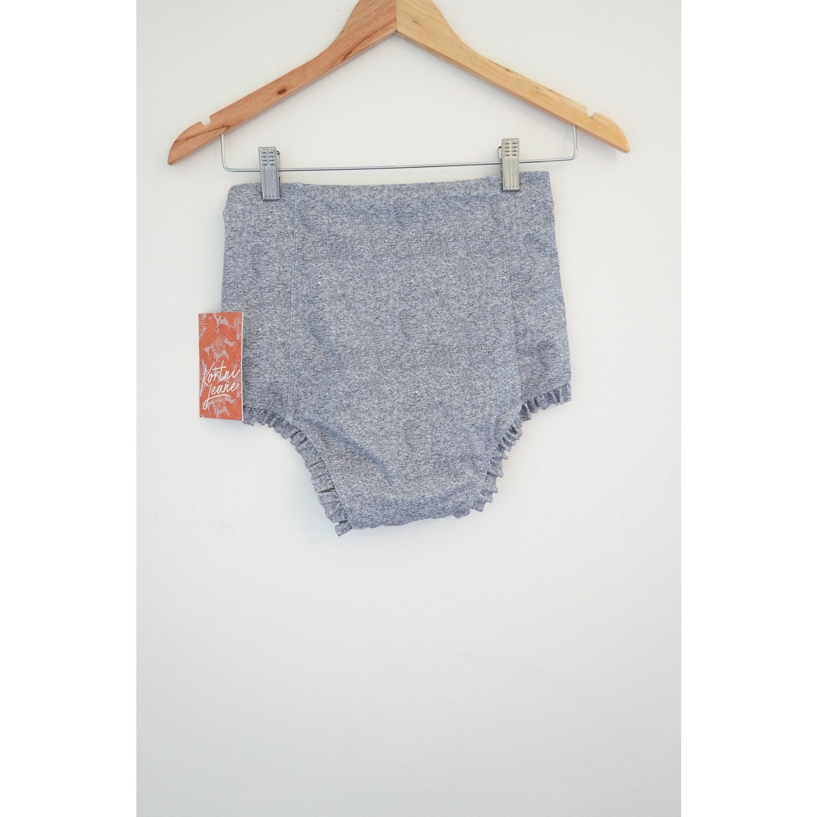 Kortni Jeane High Waisted Grey Ruffle Bikini Bottoms Size XS