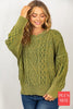 PLUS SZ Long Sleeve Mineral Washed Cable Sweater