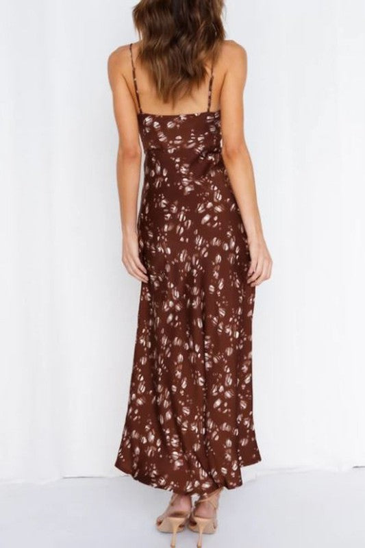 Satin floral maxi dress