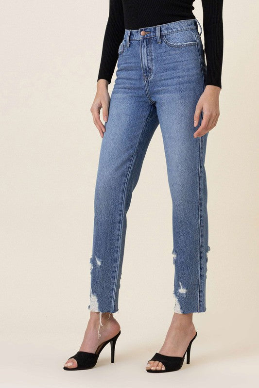 High Waisted Straight Leg Jean