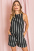 Summer Stripe  Blouson Romper w/ Pocket