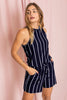 Summer Stripe  Blouson Romper w/ Pocket