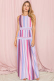 Sleeveless Mix Stripe Maxi Dress