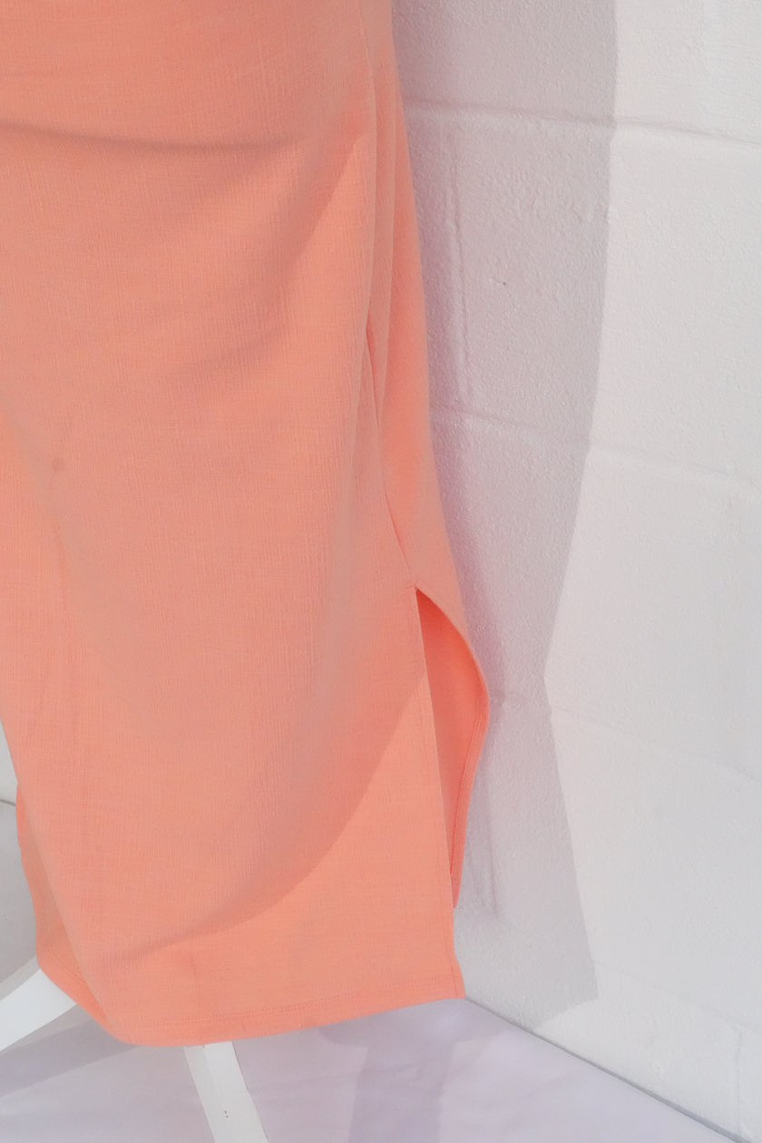 Roxy Maxi Dress Women Medium Peach Sleeveless Cut-Out Open Back Side Slit