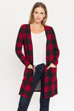 Long Buffalo Plaid Open Cardigan