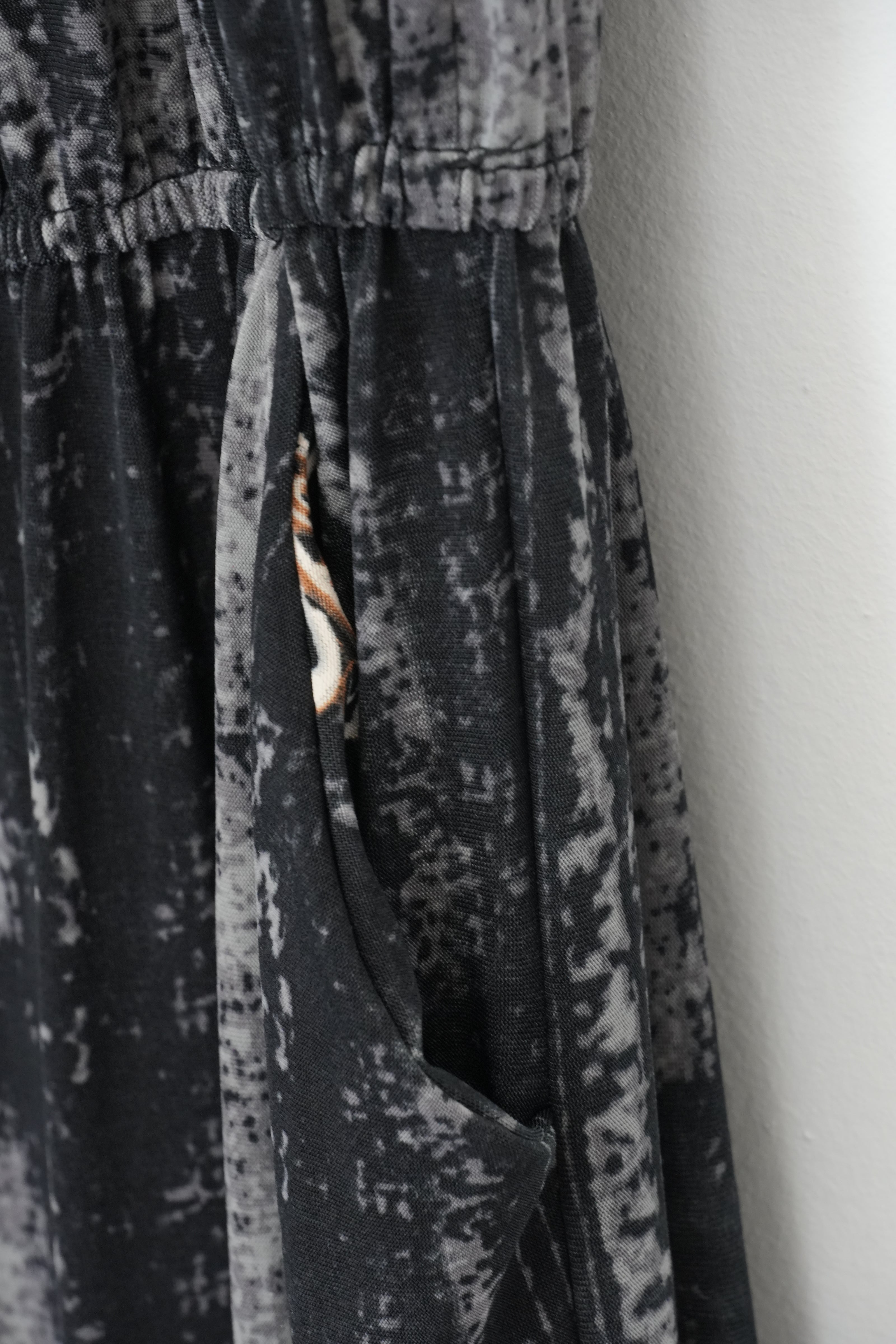 Romper Pants Jumper Women Medium Black Silk Blend Paisley Print Pocket