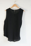 Who What Wear Womens Sleeveless Layered Blouse Black White Medium Keyhole Back