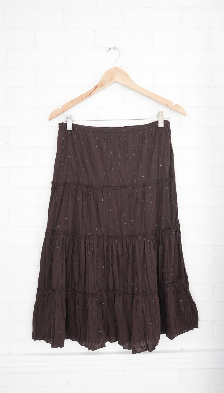 Copper Key Brown Tiered Skirt - Size Small