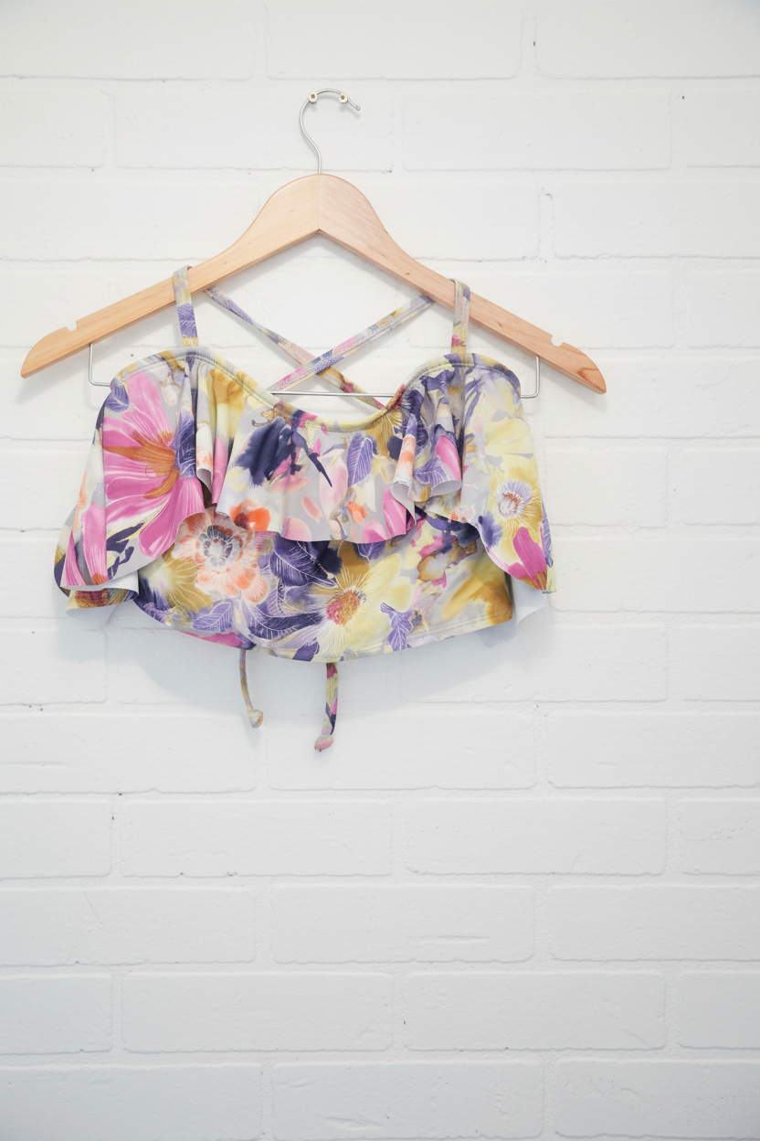 June Loop Floral Bikini Top Size Medium