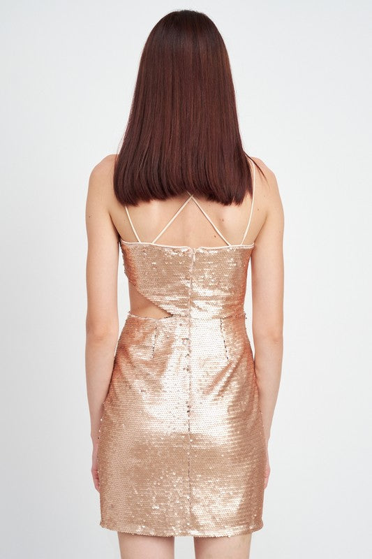 SEQUIN MINI DRESS WITH CUT OUT