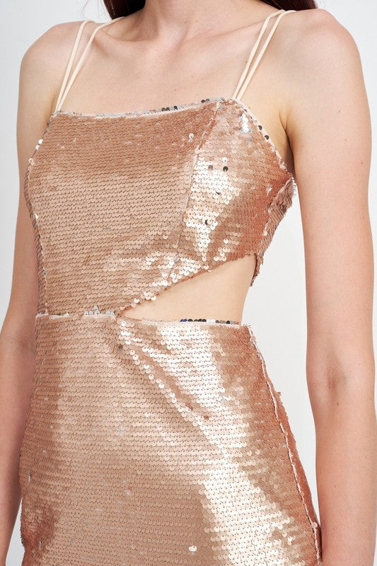 SEQUIN MINI DRESS WITH CUT OUT