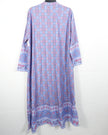 SHEIN X Maxi Dress Women Large Purple Pink Floral Medallion Long Sleeve Collared