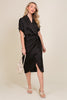 Surplice Satin Wrap Dress