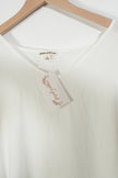 Zenana Outfitters Blouse Women Large White V-Neck Short Sleeve Rolled Cuff Top