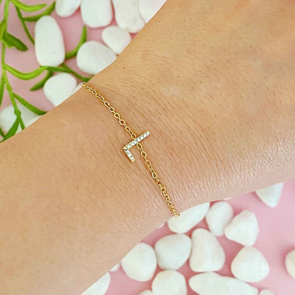 Dainty Sparkle Initial Bracelet