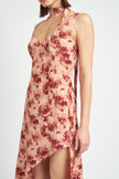 FLORAL ASYMMETRICAL MAXI DRESS