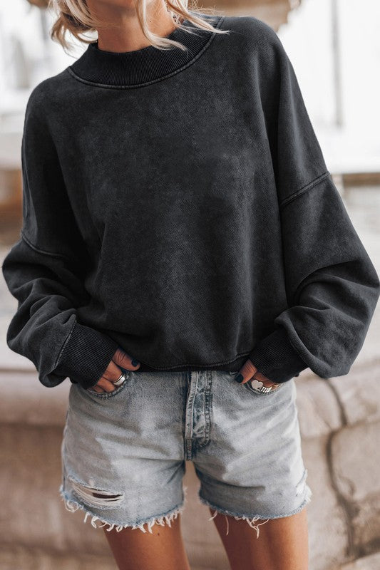 Mineral Washed Acid Dye Pullover Sweatshirt