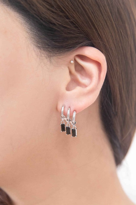 Into the Dark Tri Hoop Earrings