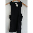 Pilcro Tank Top Women Medium Black Ribbed Knit Racerback Sleeveless Crew Neck