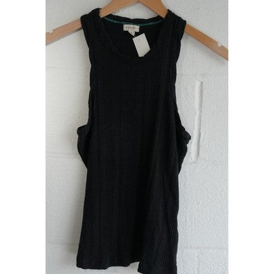 Pilcro Tank Top Women Medium Black Ribbed Knit Racerback Sleeveless Crew Neck