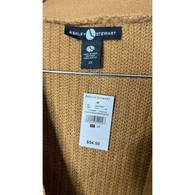 Ashley Stewart Chipmunk Brown Ribbed Knit Cropped Sweater - Size 2XL