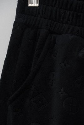 Sweatpants Womens Small/ Medium Black Velour Wide Leg Lounge Pants Casual