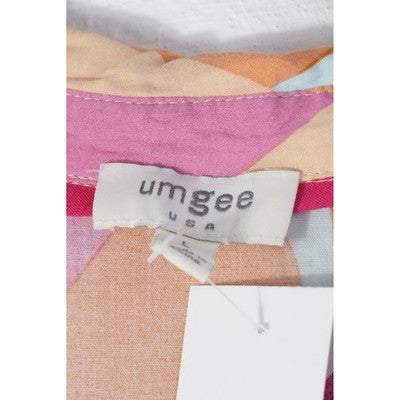 Umgee Dress Women Large Multi Color Abstract Geometric Tiered Babydoll Mini